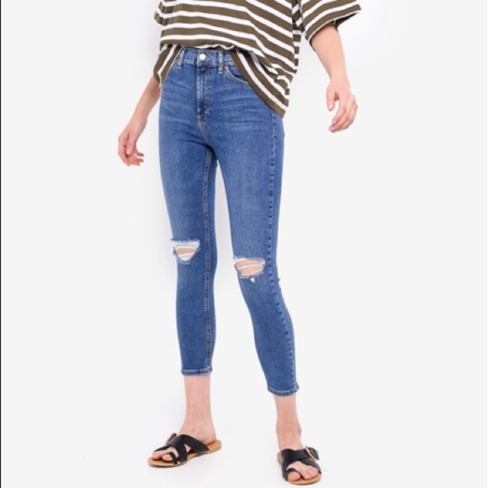 NWT topshop Jamie high waist ankle grazer light